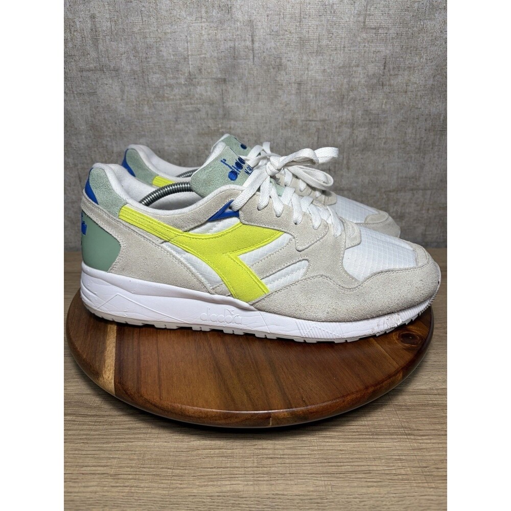 Diadora Maverick Ball C2416 White Volt Green Italy Mens Athletic Shoes Size 11.5